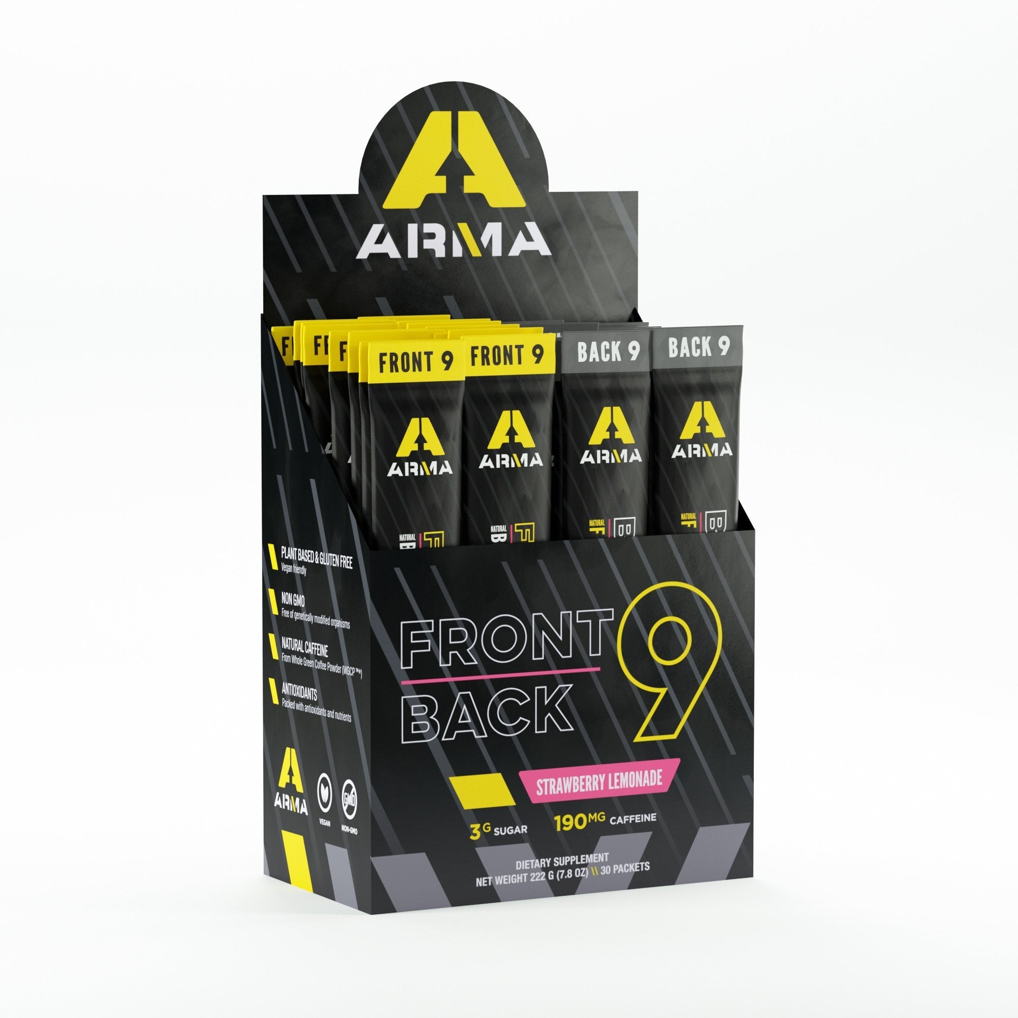 FRONT9 BACK9 - Box of 30 Single Serve Packets - Arma Sport